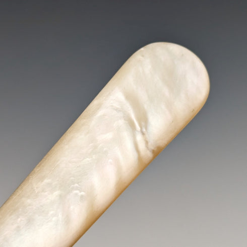 Circa 1900 British antique white mother-of-pearl handle dessert cutlery set of 6 pairs in wooden box